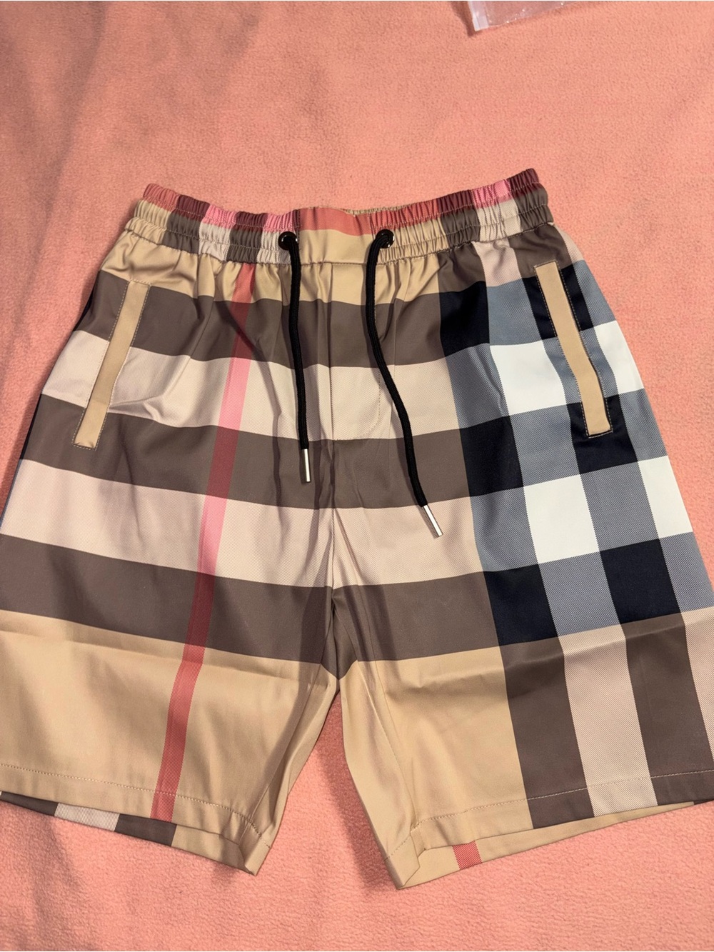 Burberry Beige Multi Check Athletic Shorts